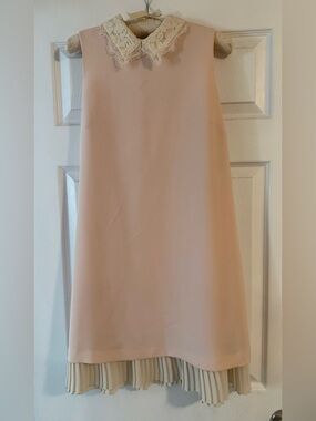 Nanette Lepore Soft Blush A-Line Dress with Lace Trim